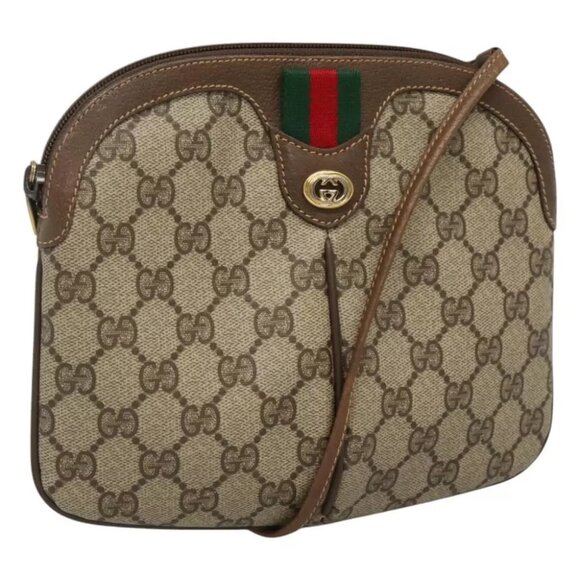 GUCCI GG Supreme Web Sherry Line Shoulder Bag PVC Beige Red Green - Picture 1 of 16